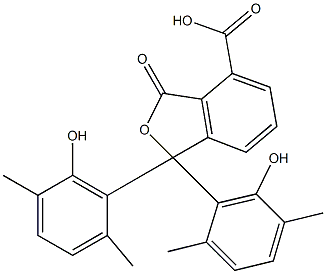 1,3-ジヒドロ-1,1-ビス(6-ヒドロキシ-2,5-ジメチルフェニル)-3-オキソイソベンゾフラン-4-カルボン酸 化学構造式