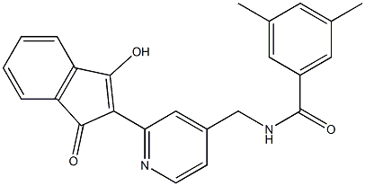 1-Hydroxy-2-[4-(3,5-dimethylbenzoylaminomethyl)-2-pyridyl]-3H-inden-3-one 结构式