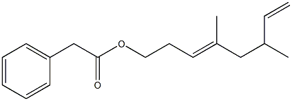 Phenylacetic acid 4,6-dimethyl-3,7-octadienyl ester Structure