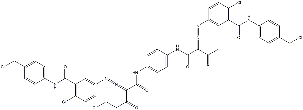 3,3'-[2-(1-Chloroethyl)-1,4-phenylenebis[iminocarbonyl(acetylmethylene)azo]]bis[N-[4-(chloromethyl)phenyl]-6-chlorobenzamide] Structure