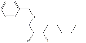 (2R,3S,6Z)-1-(ベンジルオキシ)-3-ヨード-6-ノネン-2-オール 化学構造式
