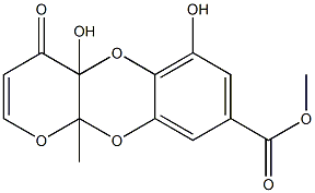 4a,10a-Dihydro-4a,6-dihydroxy-10a-methyl-4-oxo-4H-pyrano[2,3-b][1,4]benzodioxin-8-carboxylic acid methyl ester 结构式