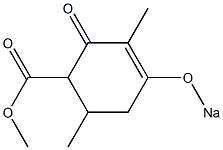 3,6-Dimethyl-2-oxo-4-sodiooxy-3-cyclohexene-1-carboxylic acid methyl ester,,结构式