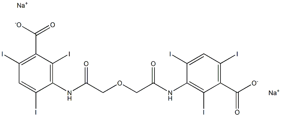 3,3'-[Oxydimethylenebis(carbonylimino)]bis(2,4,6-triiodobenzoic acid)disodium salt,,结构式