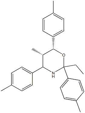 (5S,6R)-2-エチル-5-メチル-2,4,6-トリ(p-トリル)-3,4,5,6-テトラヒドロ-2H-1,3-オキサジン 化学構造式