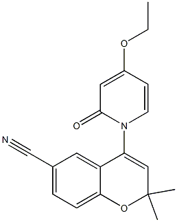 2,2-Dimethyl-6-cyano-4-[(4-ethoxy-1,2-dihydro-2-oxopyridin)-1-yl]-2H-1-benzopyran,,结构式