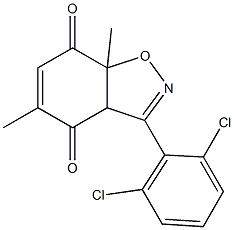 3-(2,6-ジクロロフェニル)-5,7a-ジメチル-1,2-ベンゾイソオキサゾール-4,7(3aH,7aH)-ジオン 化学構造式