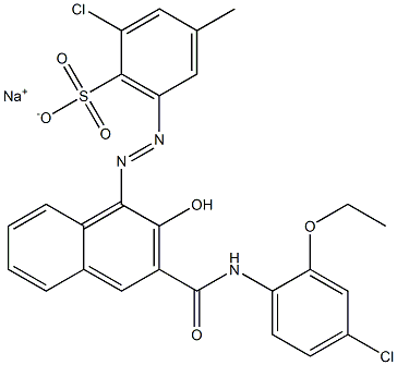 2-Chloro-4-methyl-6-[[3-[[(4-chloro-2-ethoxyphenyl)amino]carbonyl]-2-hydroxy-1-naphtyl]azo]benzenesulfonic acid sodium salt Struktur