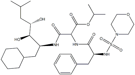 3-[[(1S,2R,3S)-1-(Cyclohexylmethyl)-2,3-dihydroxy-5-methylhexyl]amino]-3-oxo-2-[(S)-2-(4-morpholinylsulfonylamino)-3-phenylpropanoylamino]propionic acid isopropyl ester Struktur