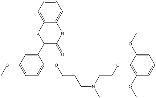 2-[2-[3-[N-[2-(2,6-Dimethoxyphenoxy)ethyl]methylamino]propyloxy]-5-methoxyphenyl]-4-methyl-4H-1,4-benzothiazin-3(2H)-one Structure