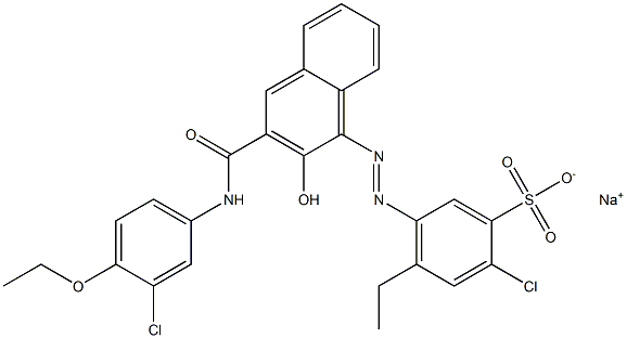 2-Chloro-4-ethyl-5-[[3-[[(3-chloro-4-ethoxyphenyl)amino]carbonyl]-2-hydroxy-1-naphtyl]azo]benzenesulfonic acid sodium salt,,结构式