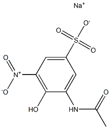 3-Acetylamino-4-hydroxy-5-nitrobenzenesulfonic acid sodium salt Struktur