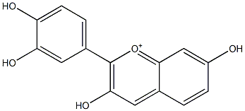 3,7-Dihydroxy-2-(3,4-dihydroxyphenyl)-1-benzopyrylium Struktur