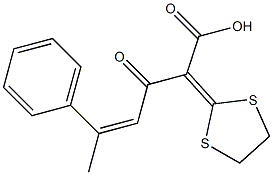 2-(1,3-ジチオラン-2-イリデン)-3-オキソ-5-フェニル-4-ヘキセン酸 化学構造式