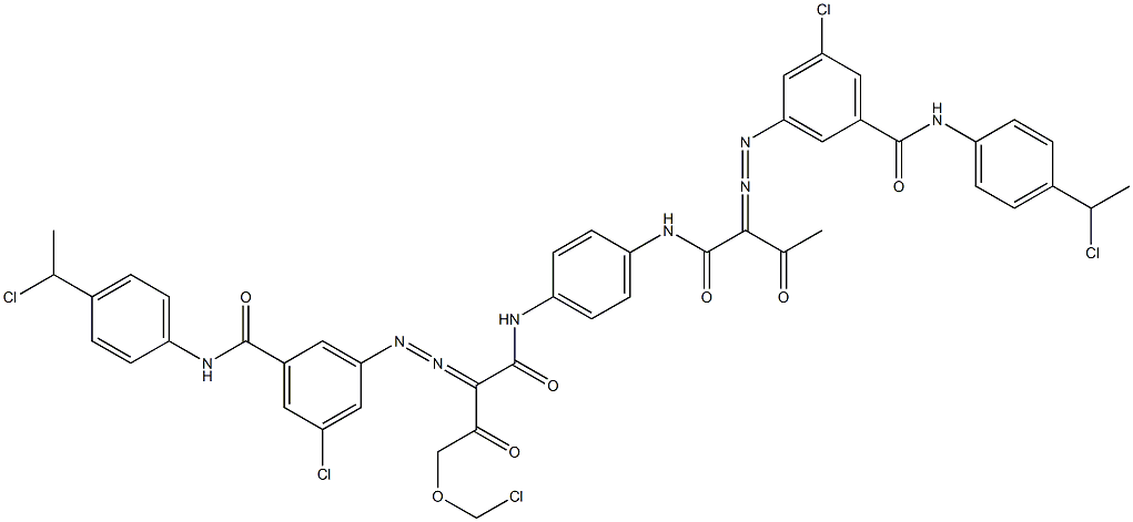 3,3'-[2-(クロロメトキシ)-1,4-フェニレンビス[イミノカルボニル(アセチルメチレン)アゾ]]ビス[N-[4-(1-クロロエチル)フェニル]-5-クロロベンズアミド] 化学構造式