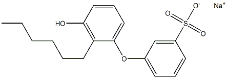 3'-ヒドロキシ-2-ヘキシル[オキシビスベンゼン]-3-スルホン酸ナトリウム 化学構造式