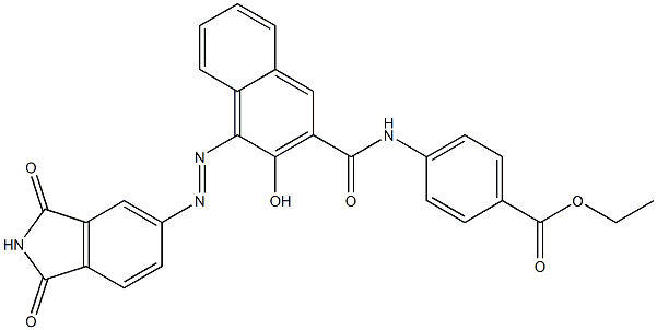 4-[3-ヒドロキシ-4-[(1,3-ジオキソイソインドリン-5-イル)アゾ]-2-ナフトイルアミノ]安息香酸エチル 化学構造式