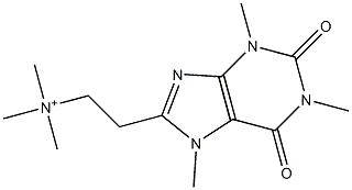 N,N,N-Trimethyl-2-[(2,6-dioxo-1,3,7-trimethyl-1,2,3,6-tetrahydro-7H-purin)-8-yl]ethanaminium,,结构式