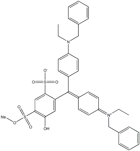 N-Ethyl-N-[4-[[4-[ethyl(phenylmethyl)amino]phenyl][5-hydroxy-2-sulfonato-4-(sodiosulfo)phenyl]methylene]-2,5-cyclohexadien-1-ylidene]benzenemethanaminium Structure