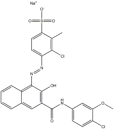 3-Chloro-2-methyl-4-[[3-[[(4-chloro-3-methoxyphenyl)amino]carbonyl]-2-hydroxy-1-naphtyl]azo]benzenesulfonic acid sodium salt,,结构式