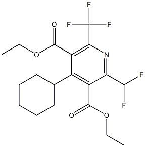 2-ジフルオロメチル-6-(トリフルオロメチル)-4-シクロヘキシルピリジン-3,5-ジカルボン酸ジエチル 化学構造式