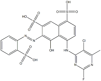 4-[(5-Chloro-2-fluoro-6-methyl-4-pyrimidinyl)amino]-5-hydroxy-6-[(2-sulfophenyl)azo]-1,7-naphthalenedisulfonic acid,,结构式