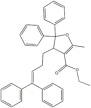 4,5-Dihydro-2-methyl-5,5-diphenyl-4-(4,4-diphenyl-3-butenyl)furan-3-carboxylic acid ethyl ester,,结构式