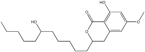 3,4-Dihydro-8-hydroxy-6-methoxy-3-(6-hydroxyundecyl)-1H-2-benzopyran-1-one,,结构式