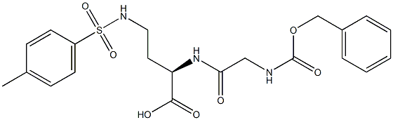 [R,(+)]-2-[2-(Benzyloxycarbonylamino)acetylamino]-4-(p-tolylsulfonylamino)butyric acid 结构式