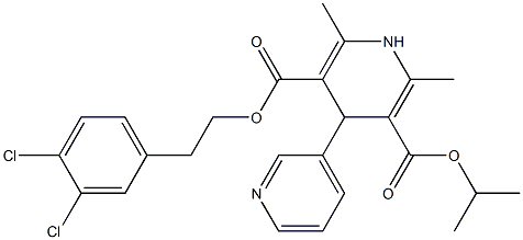 1,4-ジヒドロ-2,6-ジメチル-4-(3-ピリジル)ピリジン-3,5-ジカルボン酸3-イソプロピル5-(3,4-ジクロロフェネチル) 化学構造式