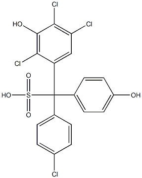 (4-クロロフェニル)(2,4,5-トリクロロ-3-ヒドロキシフェニル)(4-ヒドロキシフェニル)メタンスルホン酸 化学構造式