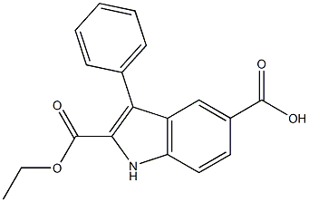 3-Phenyl-1H-indole-2,5-dicarboxylic acid 2-ethyl ester 结构式