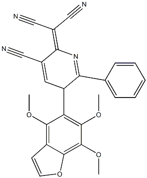 4,6,7-Trimethoxy-5-[[2-phenyl-5-cyano-3,6-dihydro-6-(dicyanomethylene)pyridin]-3-yl]benzofuran Structure