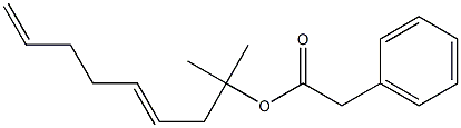 Phenylacetic acid 1,1-dimethyl-3,7-octadienyl ester Struktur