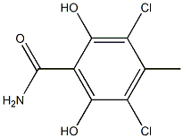 3,5-Dichloro-4-methyl-2,6-dihydroxybenzamide Struktur