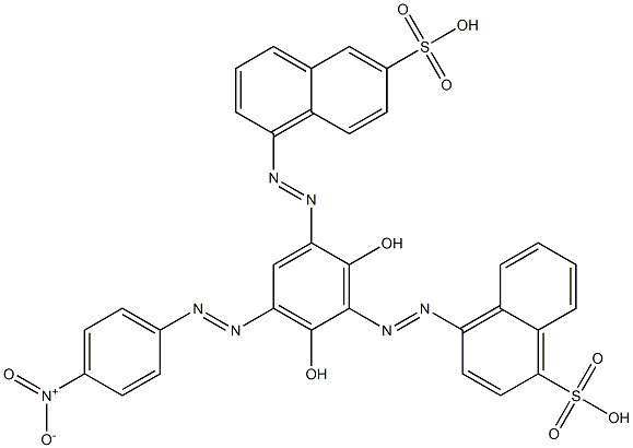 4-[[2,6-Dihydroxy-3-[(4-nitrophenyl)azo]-5-[(6-sulfo-1-naphthalenyl)azo]phenyl]azo]-1-naphthalenesulfonic acid,,结构式