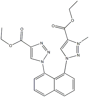 1-[8-[4-(Ethoxycarbonyl)-1H-1,2,3-triazole-1-yl]-1-naphtyl]-3-methyl-4-(ethoxycarbonyl)-1H-1,2,3-triazole-3-ium 结构式