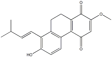 9,10-Dihydro-7-hydroxy-2-methoxy-8-(3-methyl-1-butenyl)phenanthrene-1,4-dione Struktur