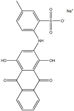 2-[(9,10-Dihydro-1,4-dihydroxy-9,10-dioxoanthracen-2-yl)amino]-5-methylbenzenesulfonic acid sodium salt Struktur
