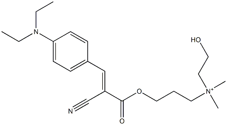 3-[[2-Cyano-3-[4-(diethylamino)phenyl]-1-oxo-2-propenyl]oxy]-N-(2-hydroxyethyl)-N,N-dimethyl-1-propanaminium Struktur