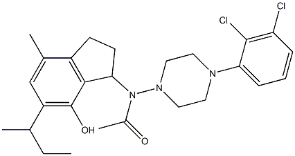 2,3-Dihydro-3-[[4-(2,3-dichlorophenyl)-1-piperazinyl]acetylamino]-5-sec-butyl-7-methyl-1H-inden-4-ol,,结构式