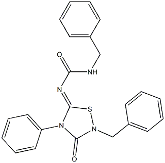 2-Benzyl-4-phenyl-5-[(benzylcarbamoyl)imino]-1,2,4-thiadiazolidin-3-one Structure