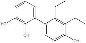 2',3'-ジエチル-1,1'-ビフェニル-2,3,4'-トリオール 化学構造式