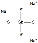 テトラチオアンチモン酸三ナトリウム 化学構造式