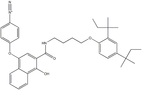 p-[4-ヒドロキシ-3-[4-[2,4-ジ(1,1-ジメチルプロピル)フェノキシ]ブチルカルバモイル]-1-ナフチルオキシ]ベンゼンジアゾニウム 化学構造式