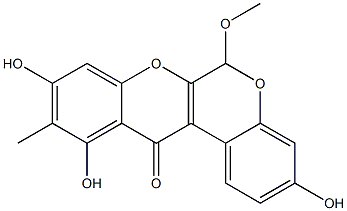 3,9,11-Trihydroxy-6-methoxy-10-methyl[1]benzopyrano[3,4-b][1]benzopyran-12(6H)-one,,结构式