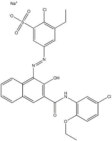 2-クロロ-3-エチル-5-[[3-[[(3-クロロ-6-エトキシフェニル)アミノ]カルボニル]-2-ヒドロキシ-1-ナフチル]アゾ]ベンゼンスルホン酸ナトリウム 化学構造式