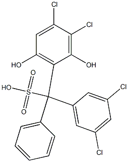 (3,5-ジクロロフェニル)(3,4-ジクロロ-2,6-ジヒドロキシフェニル)フェニルメタンスルホン酸 化学構造式