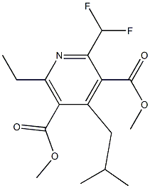 2-ジフルオロメチル-6-エチル-4-イソブチルピリジン-3,5-ジカルボン酸ジメチル 化学構造式