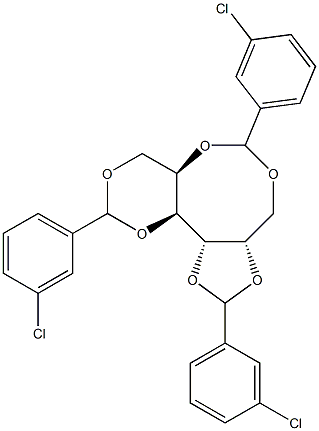 1-O,3-O:2-O,6-O:4-O,5-O-Tris(3-chlorobenzylidene)-L-glucitol,,结构式